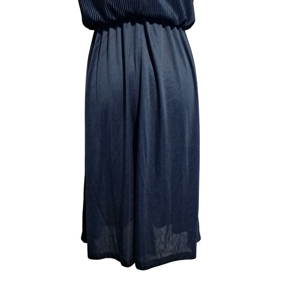 Vintage Disco 70s Black Pleated Sleeveless Cocktail Dress With Elastic Waist & S - Picture 8 of 10